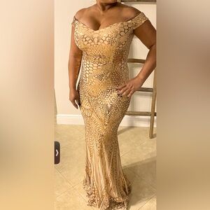 Gold Gown stretchy beautiful fit.